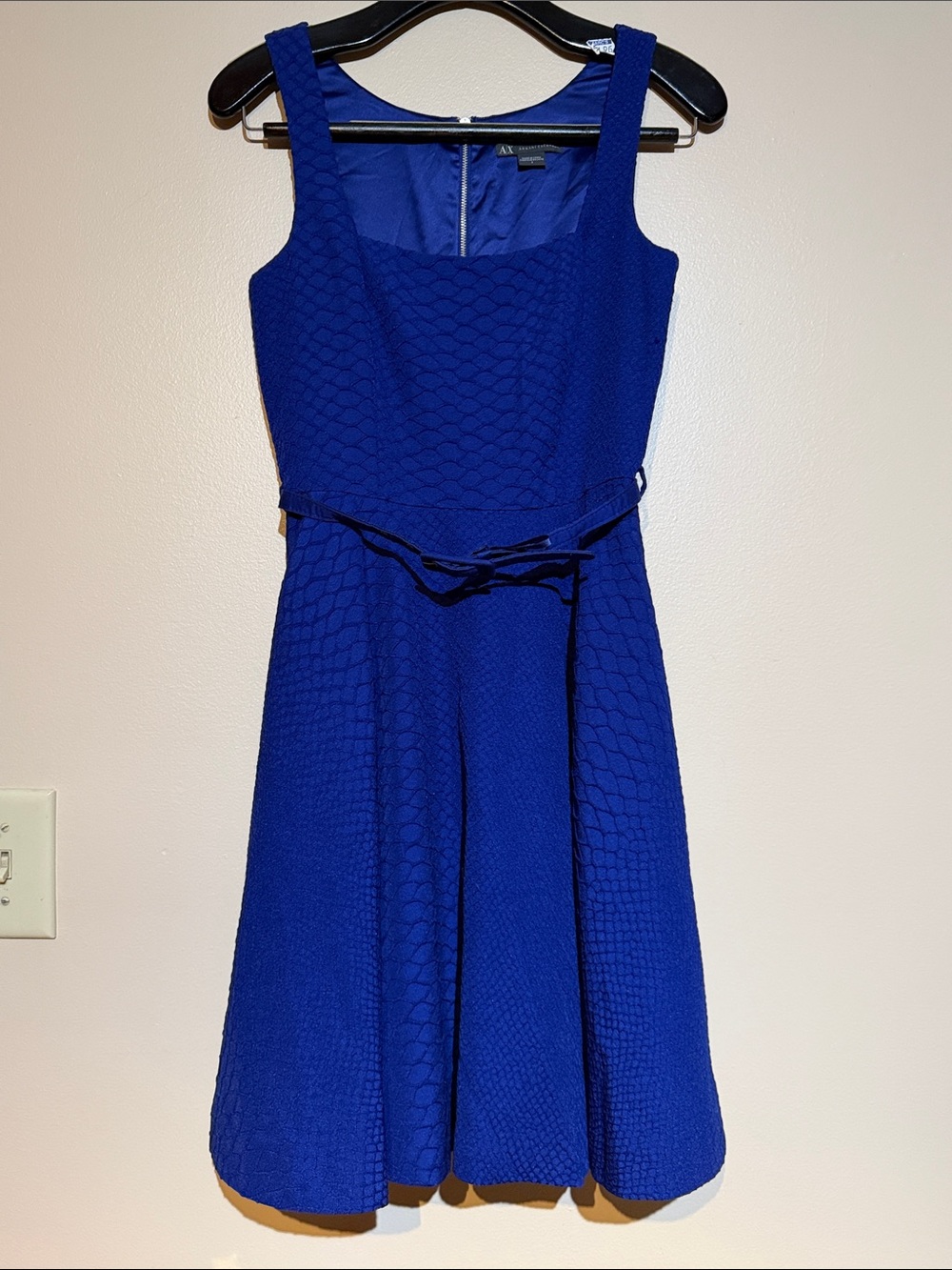 A/X Armani Exchange Sleeveless Textured Fit & Flare Dress - Blue